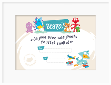Je joue avec mes jouets  tout(e) seul(e)
